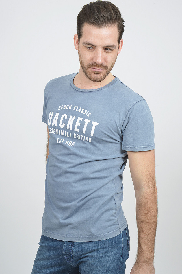 Hackett London T-Shirt mit Schriftzug in Blau