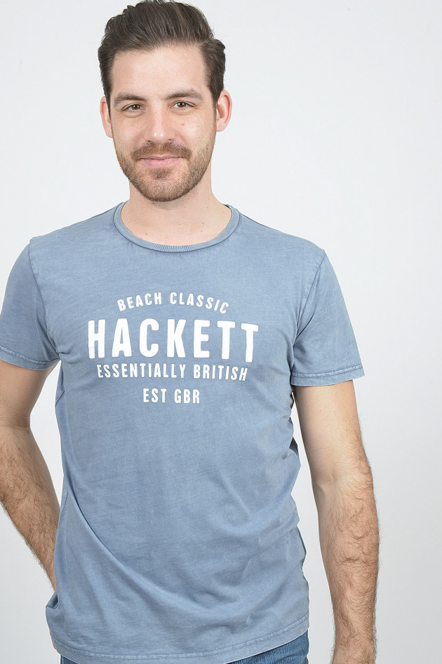 Hackett London T-Shirt mit Schriftzug in Blau