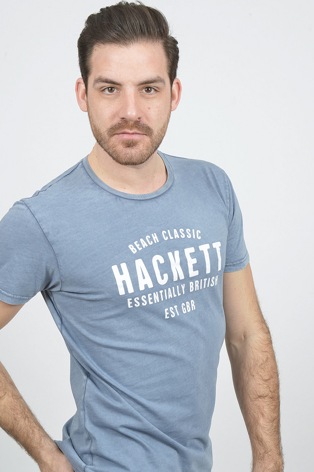 Hackett London T-Shirt mit Schriftzug in Blau
