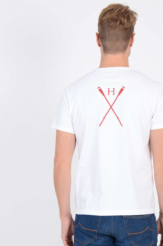 Hackett London T-Shirt mit Schriftzug in Weiß