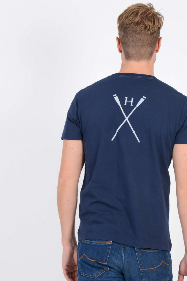 Hackett London T-Shirt mit Schriftzug in Navy