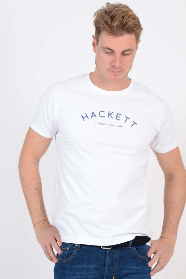 Hackett London T-Shirt mit Schriftzug in Weiß