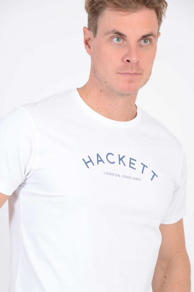 Hackett London T-Shirt mit Schriftzug in Weiß