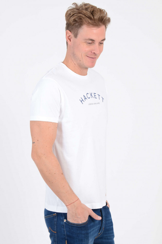 Hackett London T-Shirt mit Schriftzug in Weiß