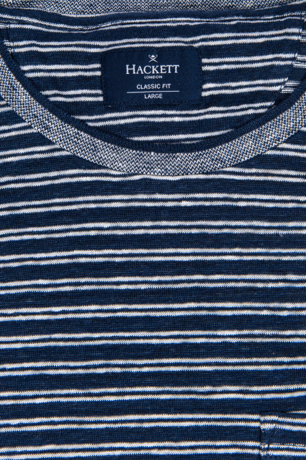 Hackett London Gestreiftes T-Shirt aus Leinen in Navy