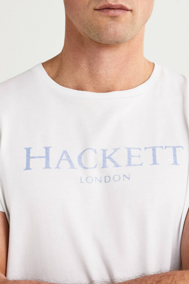 Hackett London T-Shirt mit Label-Schriftzug in Weiß