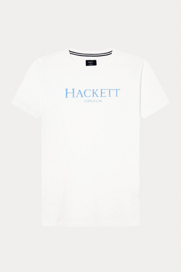 Hackett London T-Shirt mit Label-Schriftzug in Weiß