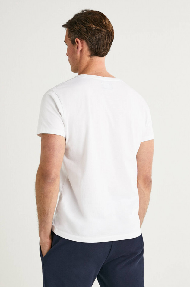 Hackett London T-Shirt mit Label-Schriftzug in Weiß