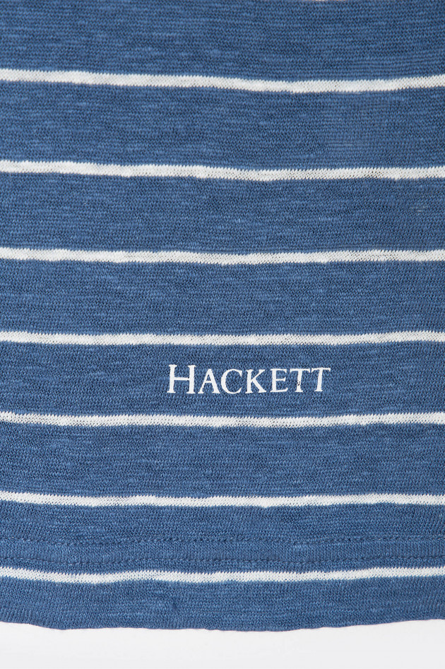 Hackett London Gestreiftes Leinenshirt in Blau/Weiß