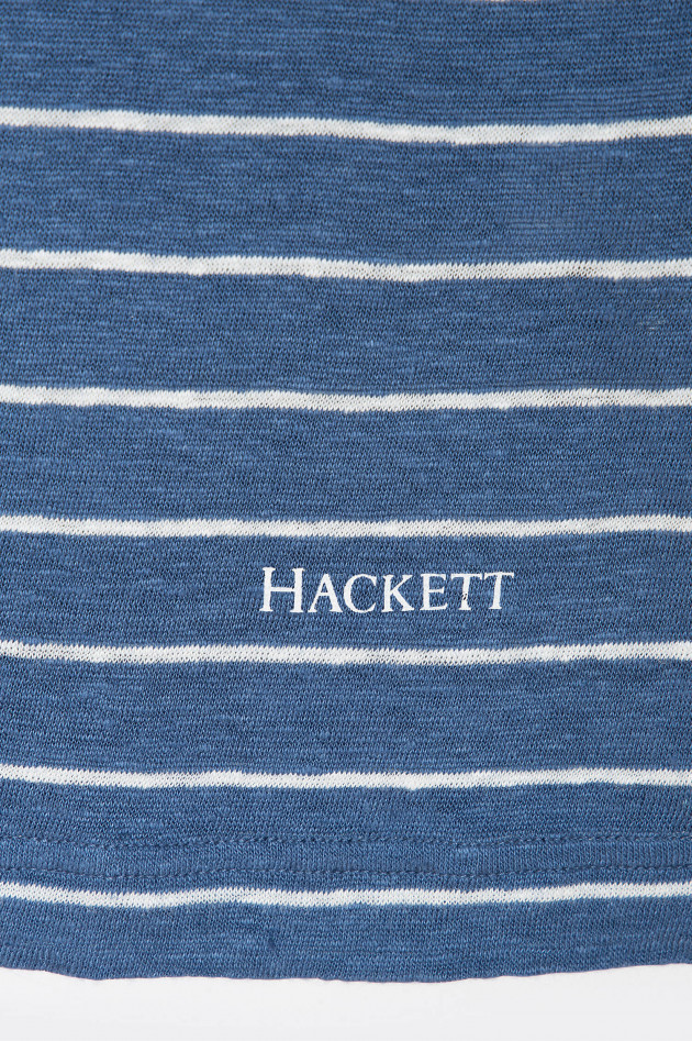 Hackett London Gestreiftes Leinenshirt in Blau/Weiß