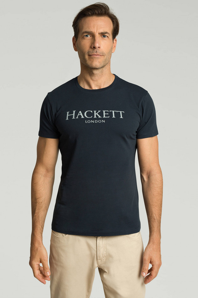 Hackett London T-Shirt mit Logo-Schriftzug in Navy