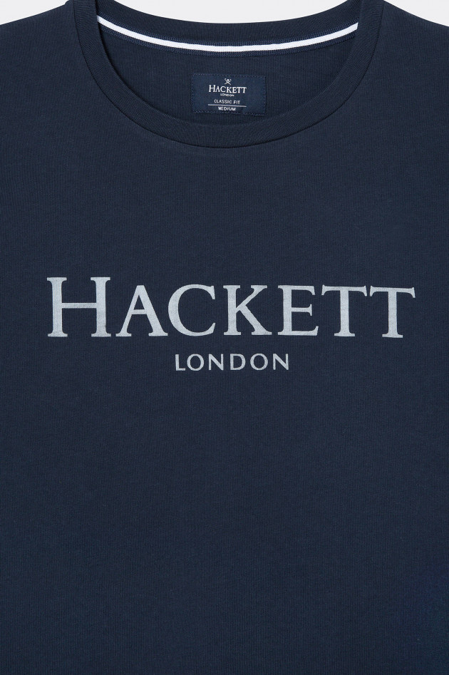 Hackett London T-Shirt mit Logo-Schriftzug in Navy