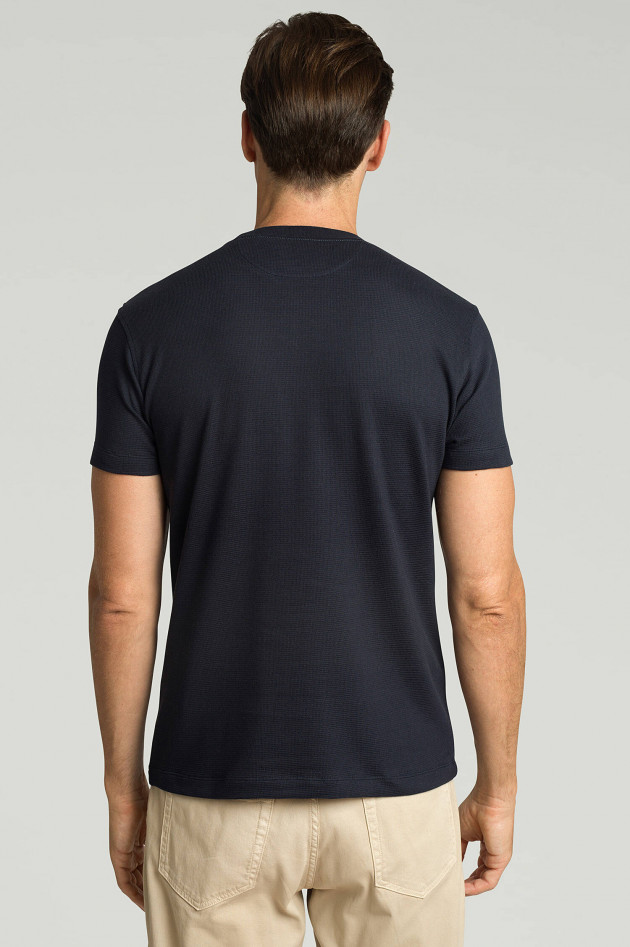 Hackett London Rundhalsshirt mit Piqué-Struktur in Navy