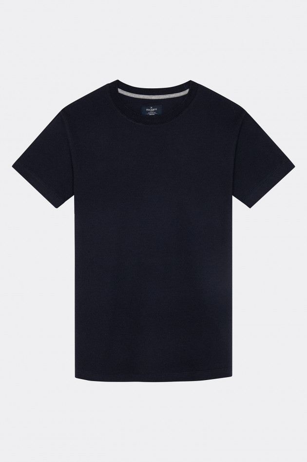 Hackett London Rundhalsshirt mit Piqué-Struktur in Navy