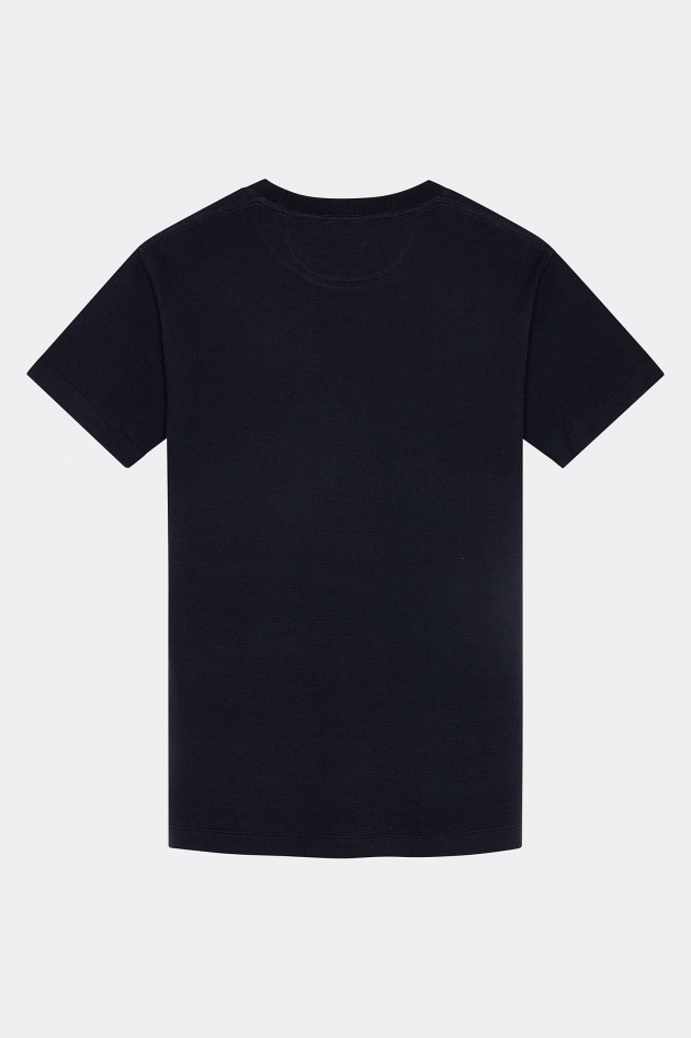 Hackett London Rundhalsshirt mit Piqué-Struktur in Navy