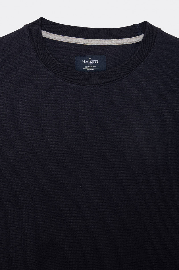 Hackett London Rundhalsshirt mit Piqué-Struktur in Navy