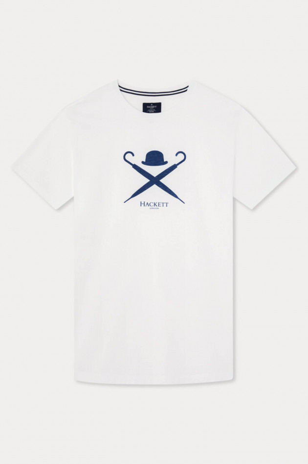 Hackett London T-Shirt mit Logo-Print in Weiß