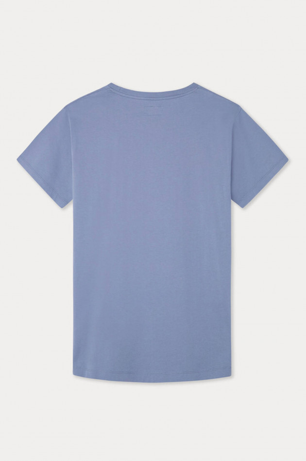 Hackett London T-Shirt mit Label-Schriftzug in Mittelblau