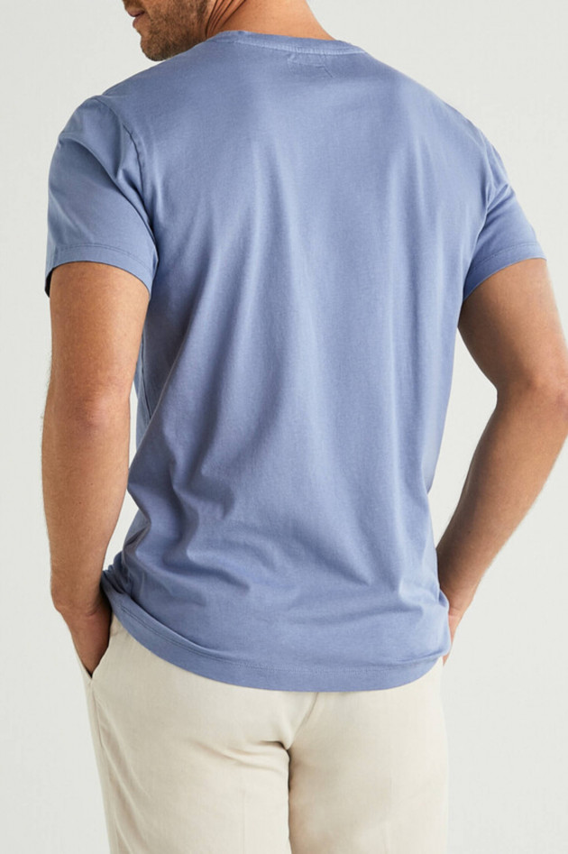 Hackett London T-Shirt mit Label-Schriftzug in Mittelblau