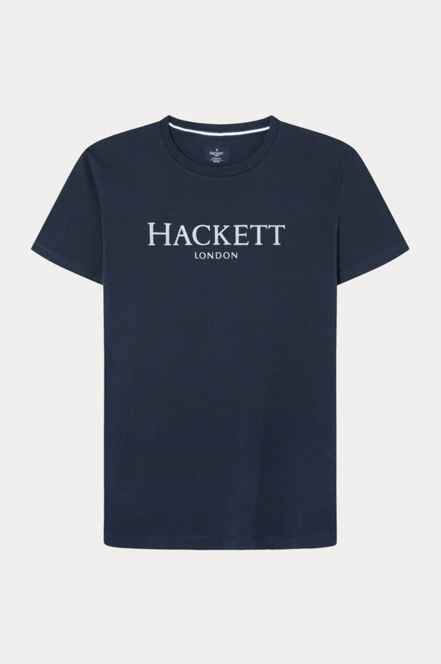Hackett London T-Shirt mit Label-Schriftzug in Navy