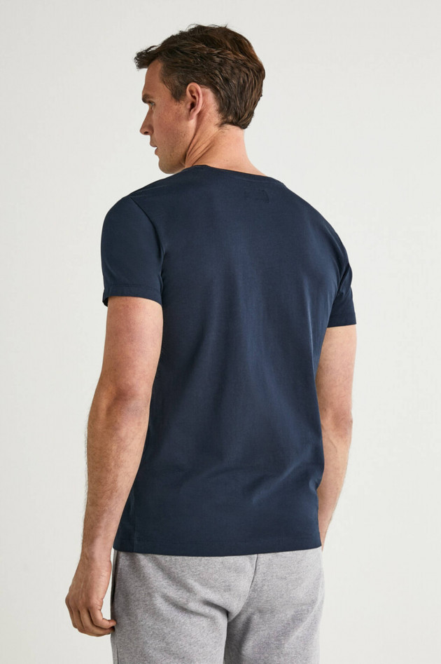Hackett London T-Shirt mit Label-Schriftzug in Navy