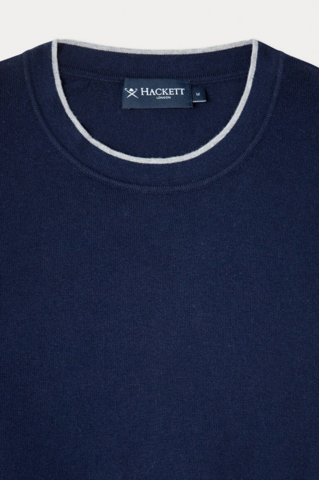 Hackett London Strickshirt aus Baumwoll-Seiden-Mix in Navy
