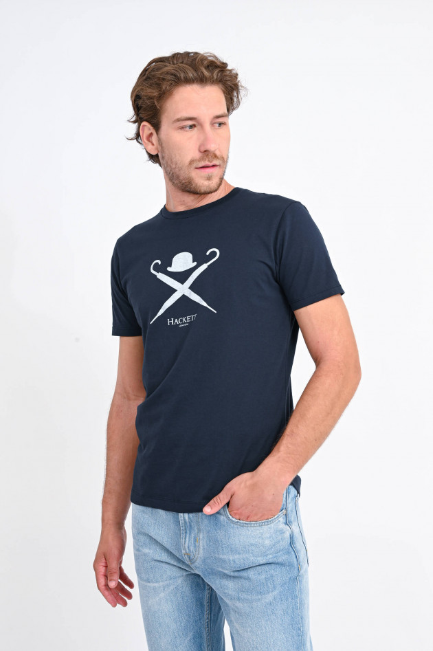 Hackett London T-Shirt mit Logo Print in Navy