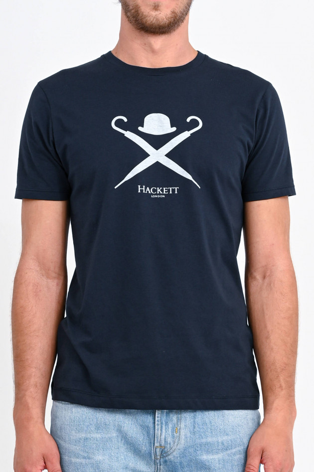 Hackett London T-Shirt mit Logo Print in Navy