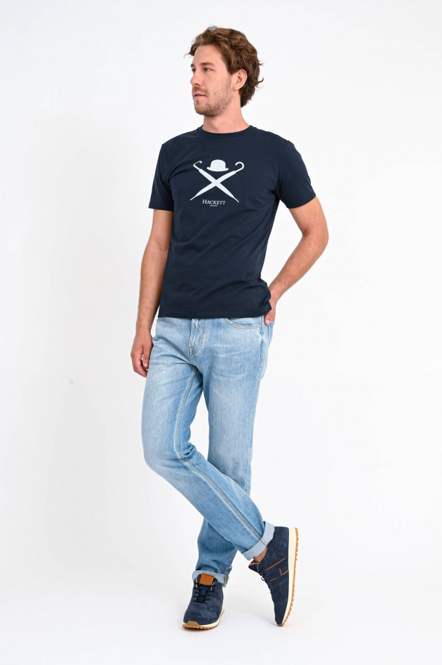 Hackett London T-Shirt mit Logo Print in Navy