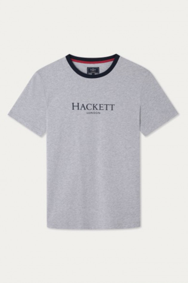 Hackett London T-Shirt mit Logo-Schriftzug in Hellgrau