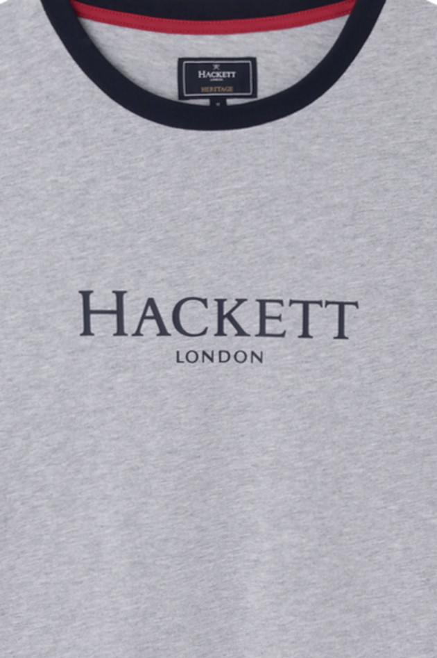 Hackett London T-Shirt mit Logo-Schriftzug in Hellgrau