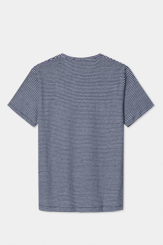 Hackett London Gestreiftes T-Shirt aus Leinen in Navy/Weiß
