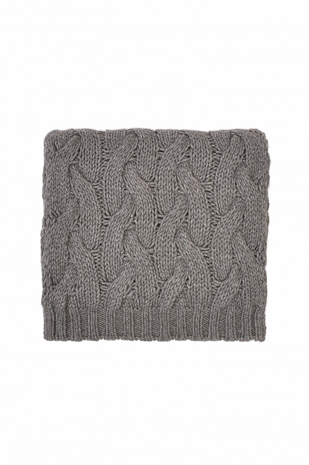 Hackett London Schal mit Zopfstrickmuster in Grau