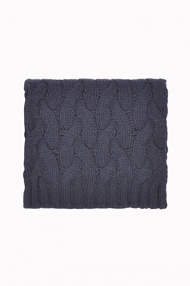 Hackett London Schal mit Zopfstrickmuster in Navy