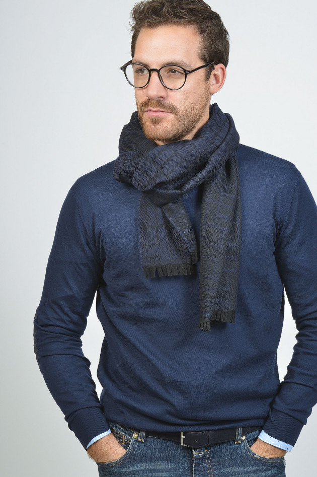Hackett London Schal in Blau/Schwarz gemustert