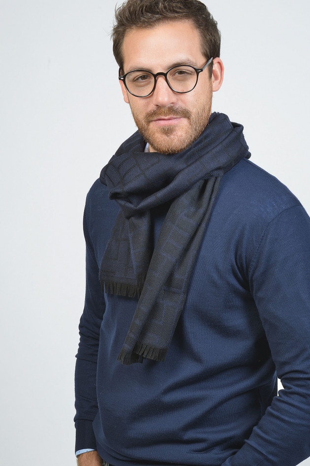 Hackett London Schal in Blau/Schwarz gemustert