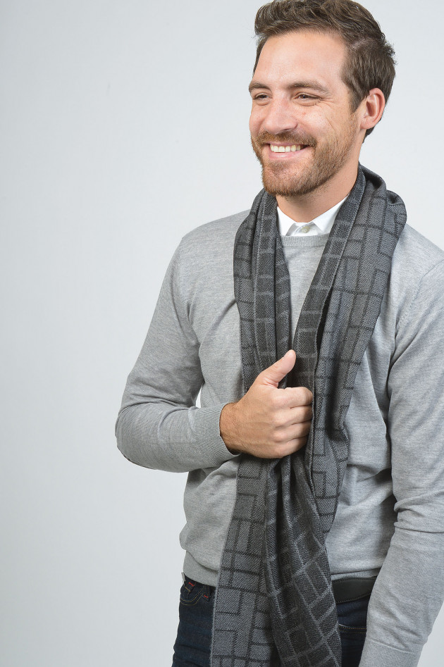 Hackett London Schal in Grau/Schwarz gemustert