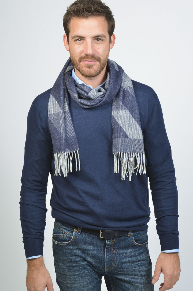 Hackett London Schal in Blau/Grau gemustert