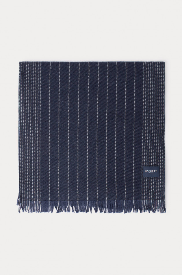 Hackett London Gestreifter Baumwollmix Schal in Navy