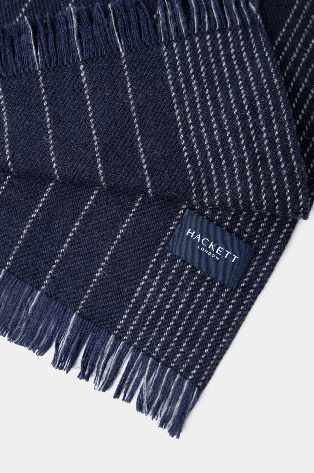 Hackett London Gestreifter Baumwollmix Schal in Navy