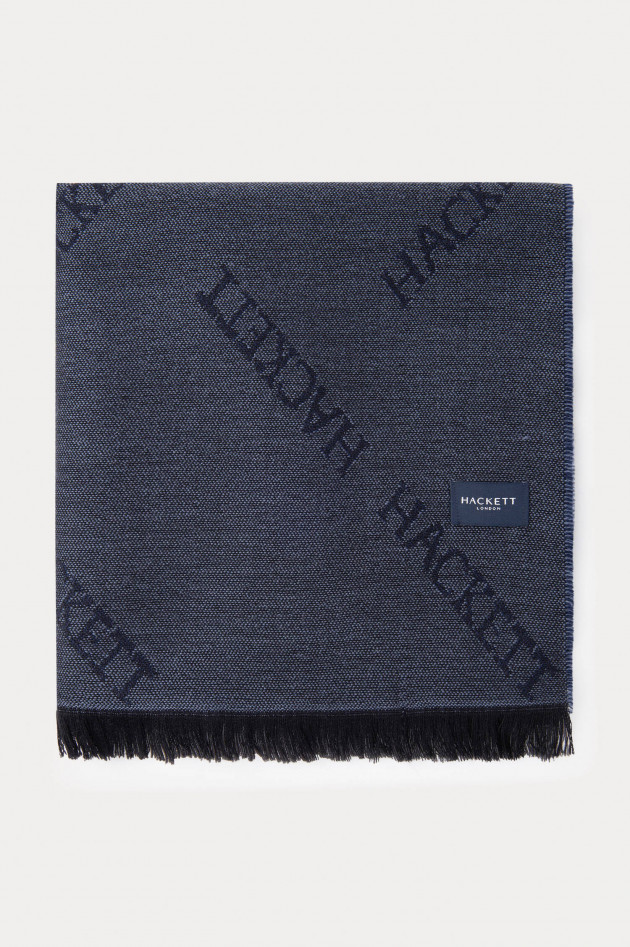 Hackett London Melierter Schal aus Schurwolle in Navy