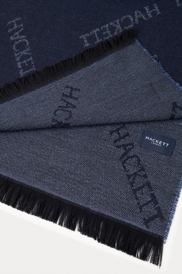 Hackett London Melierter Schal aus Schurwolle in Navy
