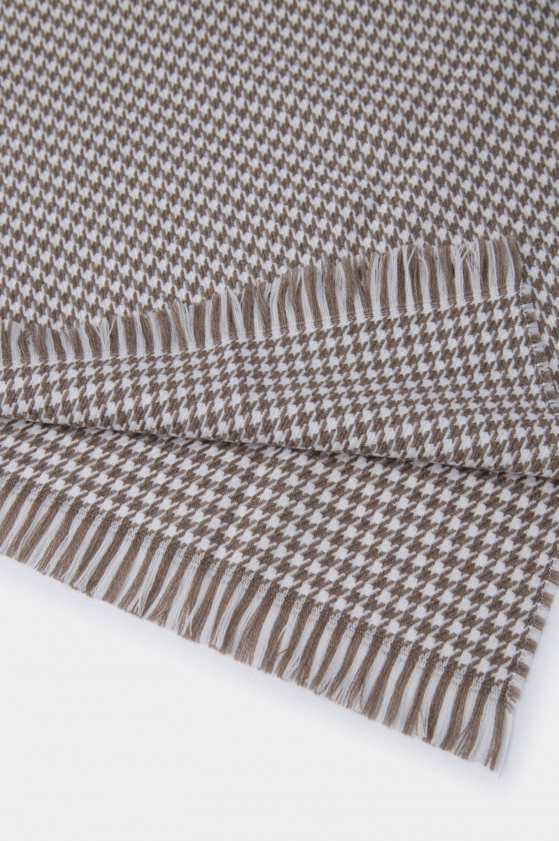 Hackett London Schal aus reiner Merinowolle in Taupe/Rot