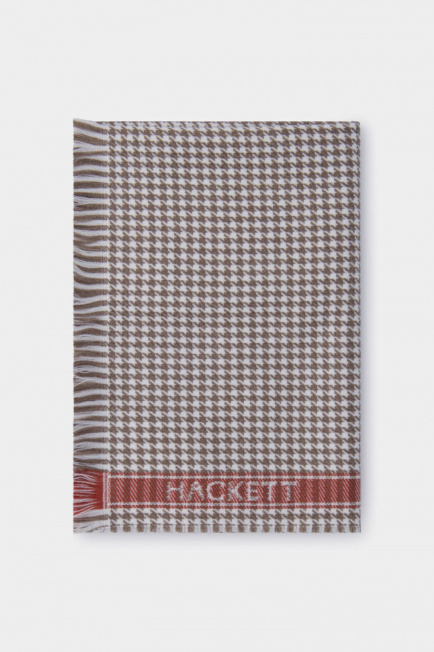 Hackett London Schal aus reiner Merinowolle in Taupe/Rot