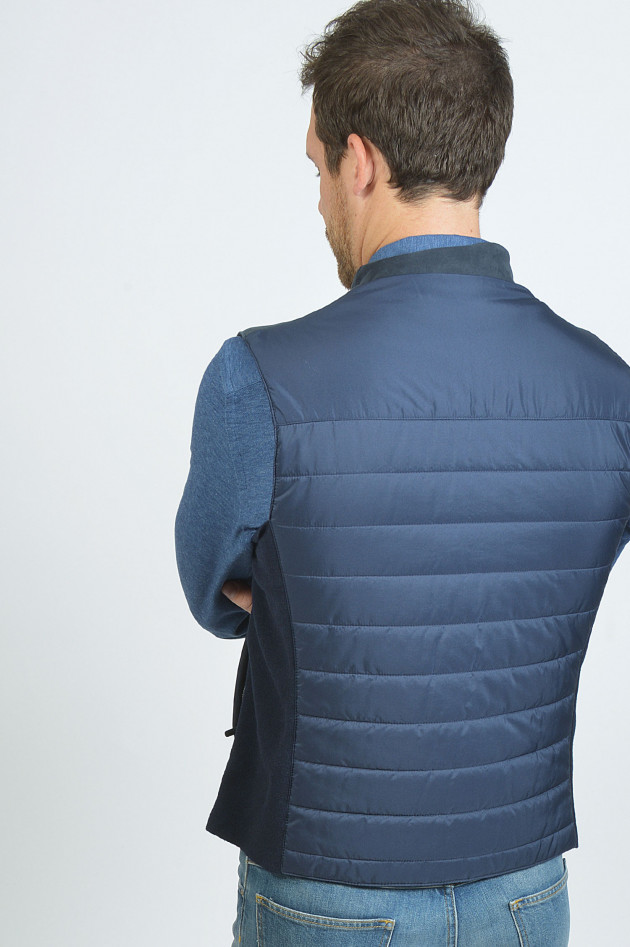Hackett London Weste mit Ziegenveloursleder in Navy