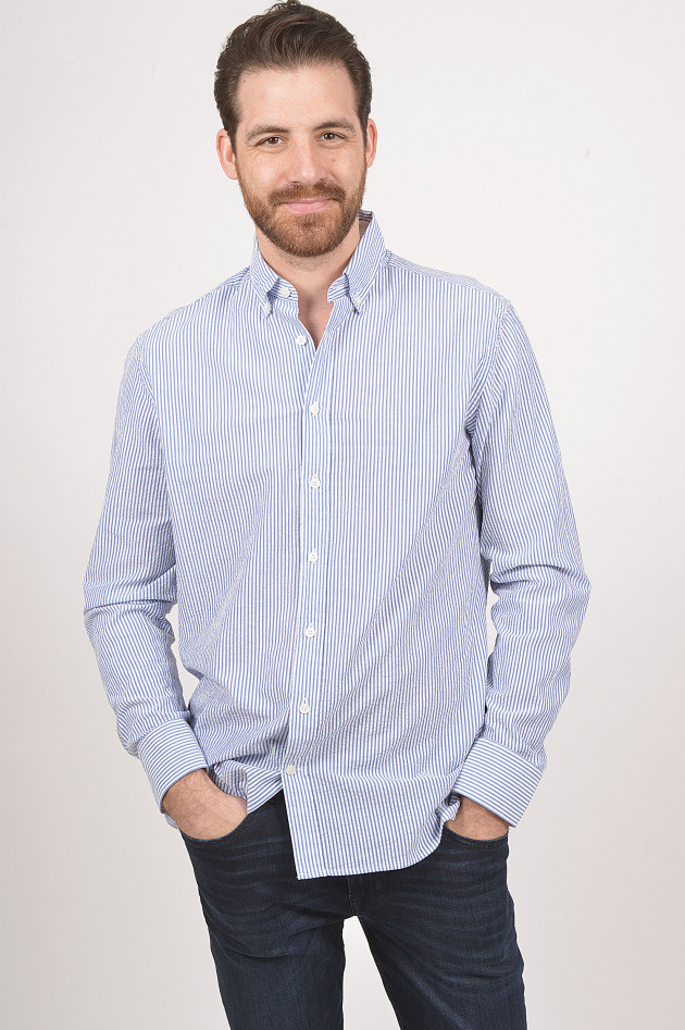 Hackett London Hemd aus Baumwolle in Weiß/Blau