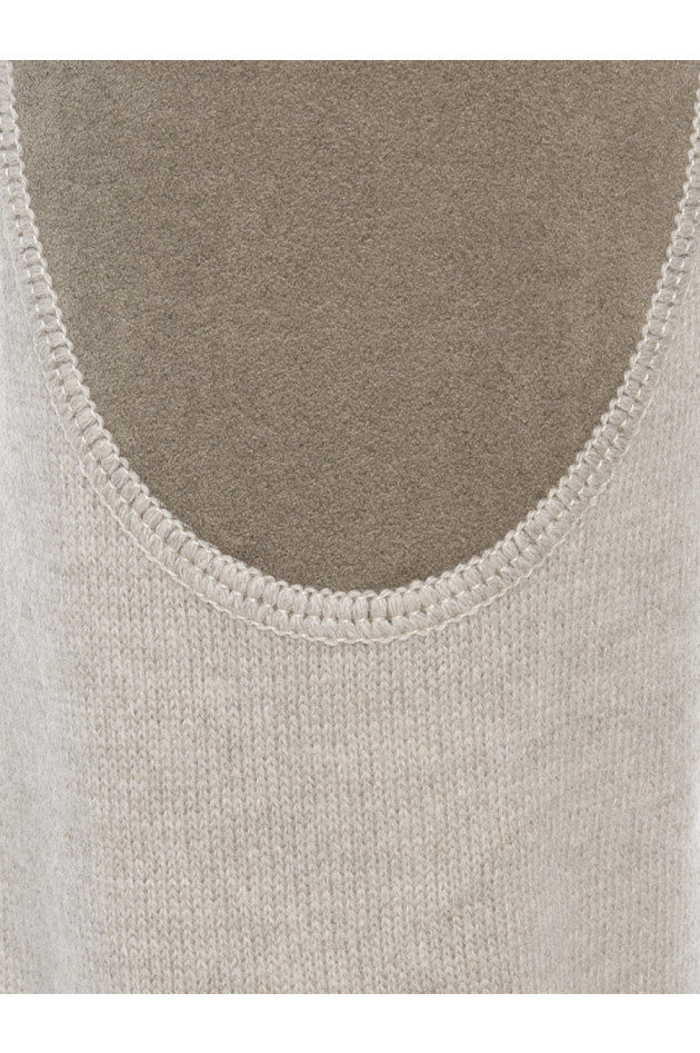 Hackett Strickpullover  Beige mit Lederpatch