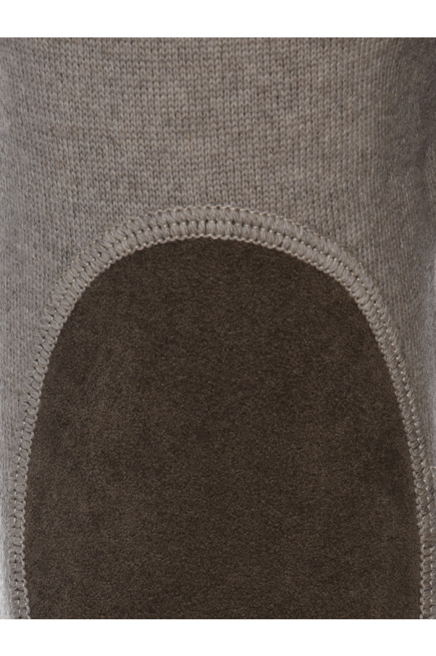 Hackett Strickpullover Taupe mit Lederpatch