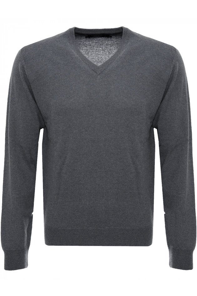 Hackett London Strickpullerver Dunkelgrau mit Lederpatch