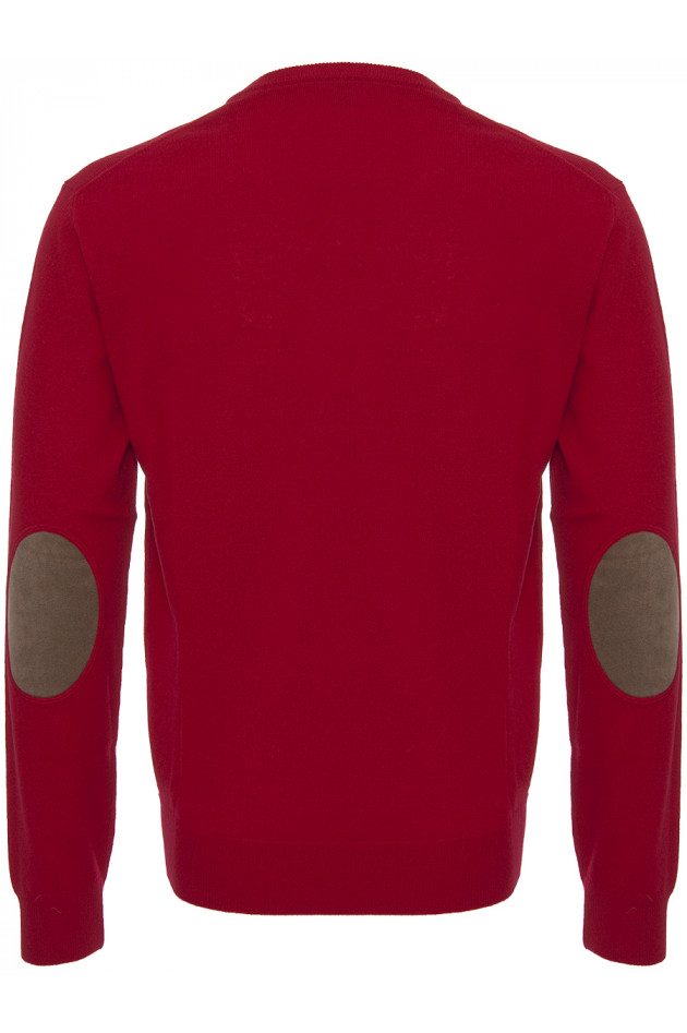 Hackett London Strickpullover Rot mit Lederpatch